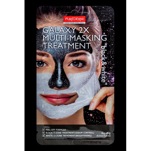 Purederm Кислородная маска для лица Multi Mask Black & White 2*6г