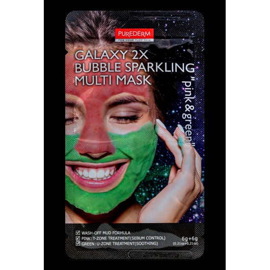 Purederm Кислородная маска для лица Multi Mask Pink & Green 2*6г