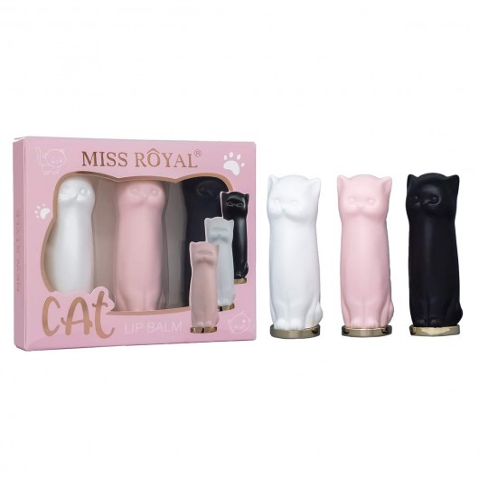 Набор проявлящих бальзамов для губ Miss Royal 3в1 (с черной кошкой)