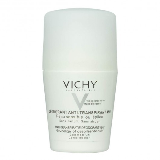Шариковый дезодорант-антиперспирант Vichy Déodorant anti-transpirant Peau sensible 48 H Roll-on (белый)
