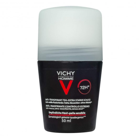 Шариковый дезодорант-антиперспирант, против избыточного потоотделения Vichy Homme Deo Anti-Transpirant 72H (черный)