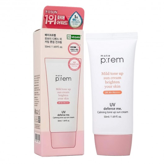 солнцезащитный крем с тонирующим эффектом SPF 50 MAKE P REM UV Defense Me Calming Tone Up Sun Cream, 50ml солнцезащитный крем с тонирующим эффектом SPF 50 MAKE P REM UV Defense Me Calming Tone Up Sun Cream, 50ml
