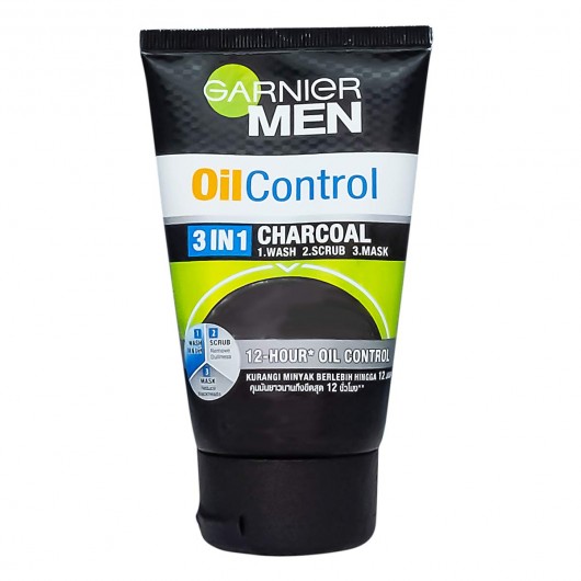 Скраб для лица Garnier Men Turbo Light Oil Control 3in1 Charcoal Wash Scrub & Mask, 100ml